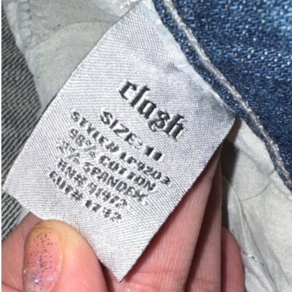 Clash Jeans Women's Size 11 Zebra Pockets Blue Denim Pants Low Rise Straight Leg - Picture 6 of 6